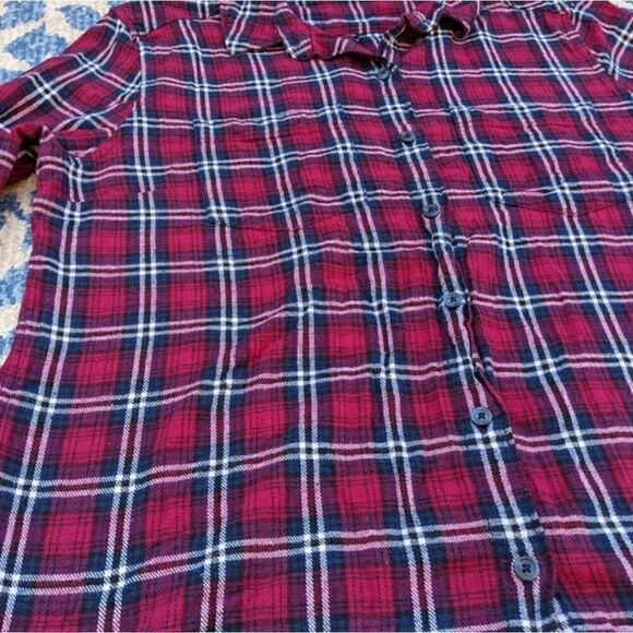 Woolwich plaid button down casual shirt berry red blue and white 100% cotton xl - Picture 3 of 11